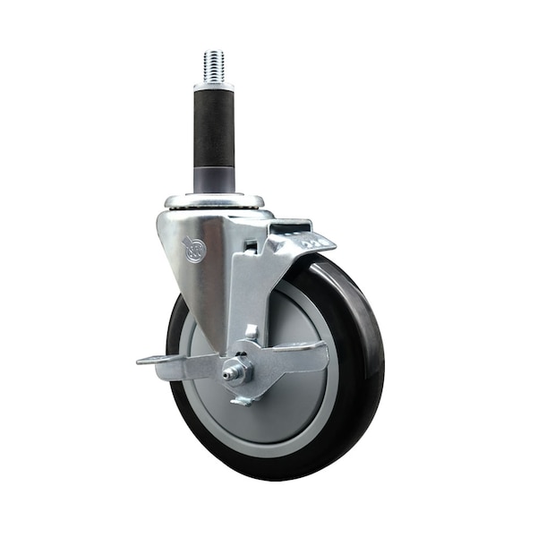 5'' Black Poly Swivel 1'' Expanding Stem Caster with Brake